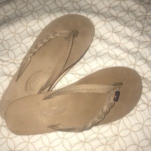 Flirty braided rainbow sandals